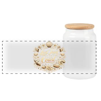 Last Toast on the Coast – Filigraner JGA Meer - Panorama Keksdose mit Holzdeckel - Weiß - Vorne