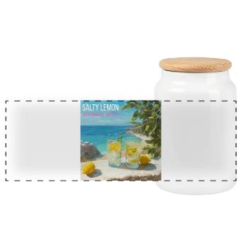Salty Lemon Beach Magic 87 - Panoramic Cookie Jar with Wooden Lid - white - Front