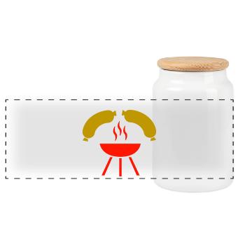 Grillen - Panorama Keksdose mit Holzdeckel - Weiß - Vorne