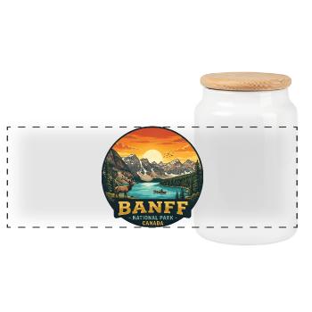 Banff Nationalpark Kanada Lake Louise Camping  - Panorama Keksdose mit Holzdeckel - Weiß - Vorne