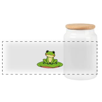Cute Frog - Boîte à biscuits avec couvercle en bois - blanc - Devant