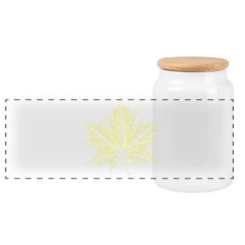 Maple Leaf / Botany - Natural - Panoramic Cookie Jar with Wooden Lid - white - Front