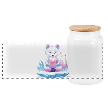 Pastell-Eisfuchs mit Herz - Panoramic Cookie Jar with Wooden Lid - white - Front