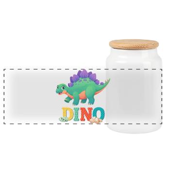 DINO - Panoramic Cookie Jar with Wooden Lid - white - Front