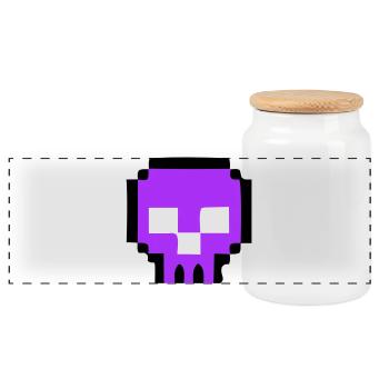 Pixel Totenkopf Game Over - Panorama Keksdose mit Holzdeckel - Weiß - Vorne