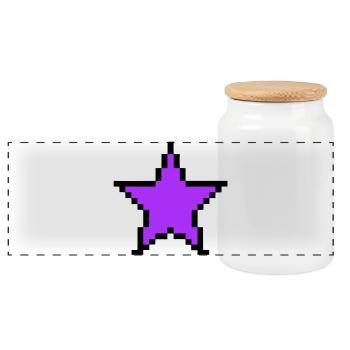 Pixel Star 8-Bit Power Up - Panoramic Cookie Jar with Wooden Lid - white - Front