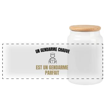 gendarme chauve / cadeau humour gendarme - Boîte à biscuits avec couvercle en bois - blanc - Devant