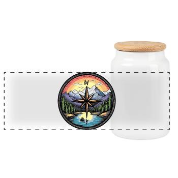 Voyage à la boussole - Boîte à biscuits avec couvercle en bois - blanc - Devant