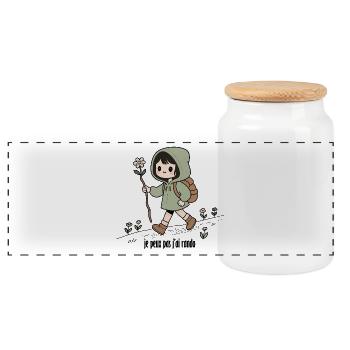 Randonneuse , je peux pas j'ai rando - Boîte à biscuits avec couvercle en bois - blanc - Devant