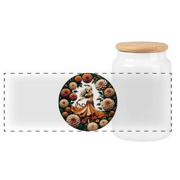 Danseuse du Cercle de Dahlia en Orange - Boîte à biscuits avec couvercle en bois - blanc - Devant
