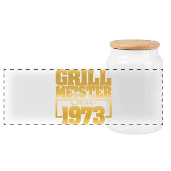 Barbecue 1973 - Boîte à biscuits avec couvercle en bois - blanc - Devant
