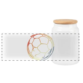 Croquis de football - Boîte à biscuits avec couvercle en bois - blanc - Devant