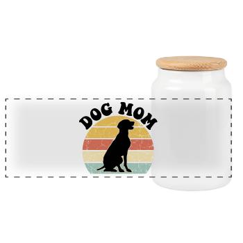 Dog Mom Retro - Panorama Keksdose mit Holzdeckel - Weiß - Vorne