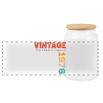 Vintage 1976 - Panorama Keksdose mit Holzdeckel - Weiß - Vorne