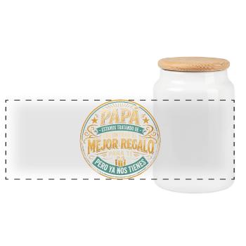 Meilleur cadeau pour enfants Papa design espagnol - Boîte à biscuits avec couvercle en bois - blanc - Devant