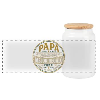 Meilleur cadeau pour enfants Papa design espagnol - Boîte à biscuits avec couvercle en bois - blanc - Devant