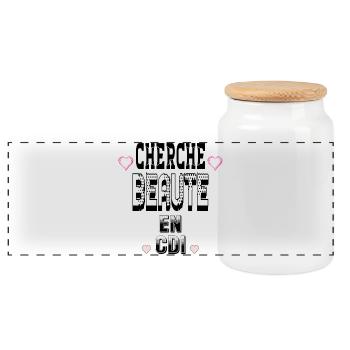 Cherche Beauté en CDI - Boîte à biscuits avec couvercle en bois - blanc - Devant