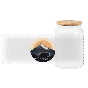 Wild Brown Bear - Panoramic Cookie Jar with Wooden Lid - white - Front