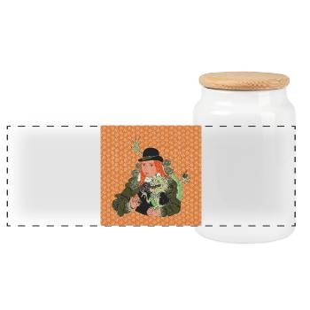 Dame baroque au design fantastique humoristique du dragon - Boîte à biscuits avec couvercle en bois - blanc - Devant