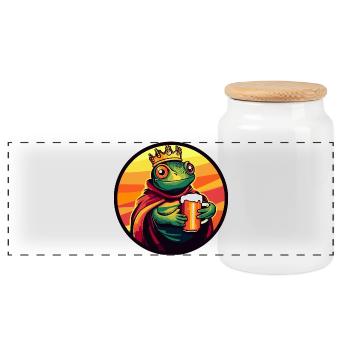 Chameleon Beer Funny - Panoramic Cookie Jar with Wooden Lid - white - Front