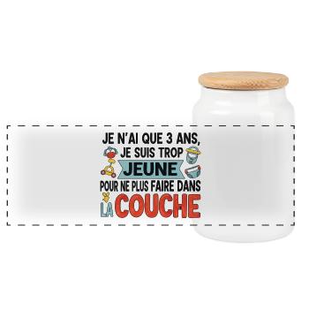 je n'ai que 03 ans / humour anniversaire bébé - Boîte à biscuits avec couvercle en bois - blanc - Devant