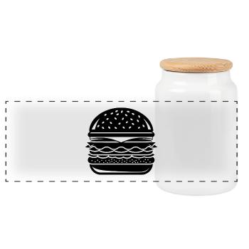 hamburger - Panoramic Cookie Jar with Wooden Lid - white - Front