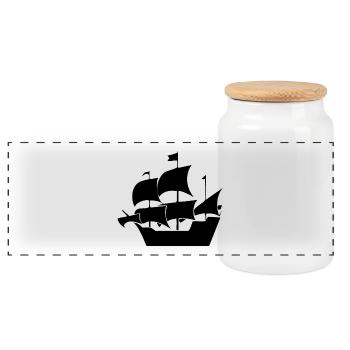 Voile - Boîte à biscuits avec couvercle en bois - blanc - Devant