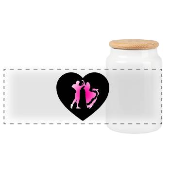 Dance - Panoramic Cookie Jar with Wooden Lid - white - Front