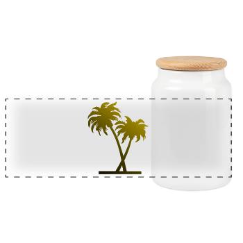 Palm trees - Panoramic Cookie Jar with Wooden Lid - white - Front