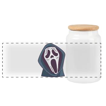 Spectral Mask in Hood - Panoramic Cookie Jar with Wooden Lid - white - Front