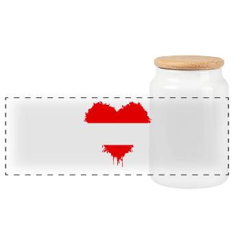 Austria Flag Heart Austria Heart Austria - Panoramic Cookie Jar with Wooden Lid - white - Front