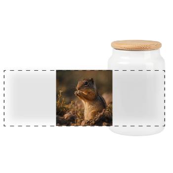 Tamia à la lumière de l’automne - Boîte à biscuits avec couvercle en bois - blanc - Devant