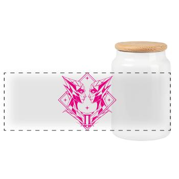 Gémeaux – Dualité et Équilibre - Boîte à biscuits avec couvercle en bois - blanc - Devant