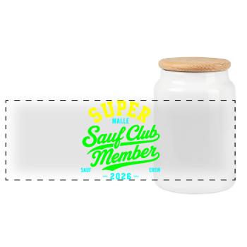 Malle 2026 Sauf Club Member Mallorca 2026 - Panorama Keksdose mit Holzdeckel - Weiß - Vorne