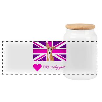 PURPLEWHIPPET (Texte rose, Vibrant) - Boîte à biscuits avec couvercle en bois - blanc - Devant