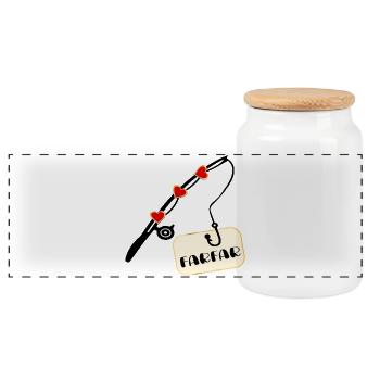 Grandfather fishing - Panoramic Cookie Jar with Wooden Lid - white - Front