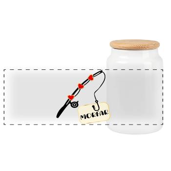 Grandpa Fishing Rod - Panoramic Cookie Jar with Wooden Lid - white - Front