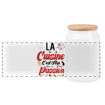 La Cuisine c'est ma Passion - Cadeau Humour - Boîte à biscuits avec couvercle en bois - blanc - Devant