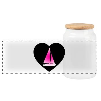 Voile - Boîte à biscuits avec couvercle en bois - blanc - Devant