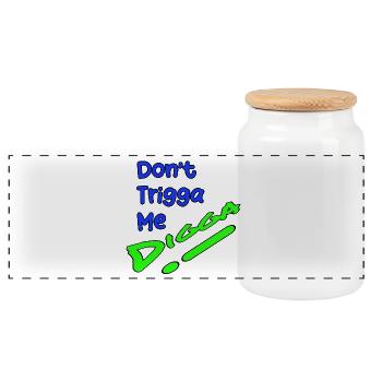 Dont Trigga Me DigiGo Neon Design - Panoramic Cookie Jar with Wooden Lid - white - Front