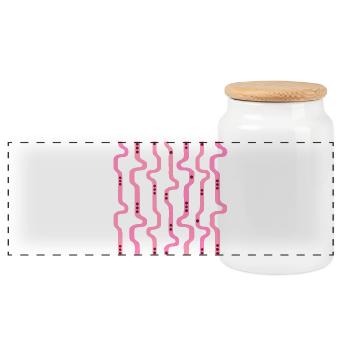 Wiggle Wavy Stripes L - Panoramic Cookie Jar with Wooden Lid - white - Front