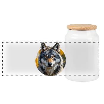 Wolf-Design - Panorama Keksdose mit Holzdeckel - Weiß - Vorne