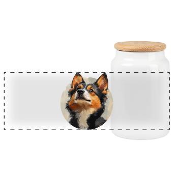 süßer Hund - Panorama Keksdose mit Holzdeckel - Weiß - Vorne