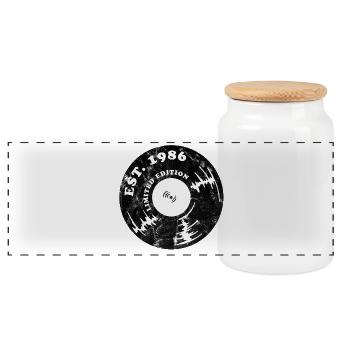 Vintage 1986 - Panorama Keksdose mit Holzdeckel - Weiß - Vorne