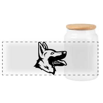 German Shepherd - Panoramic Cookie Jar with Wooden Lid - white - Front