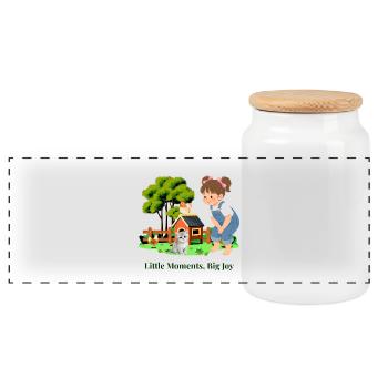 Un petit moment, beaucoup de joie. - Boîte à biscuits avec couvercle en bois - blanc - Devant