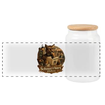 Moustache Deluxe Cat Cafe Drôle Vintage - Boîte à biscuits avec couvercle en bois - blanc - Devant