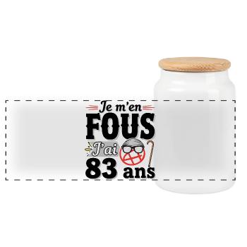 j'ai 83 ans / cadeau 83 ans / t-shirt 83 ans - Boîte à biscuits avec couvercle en bois - blanc - Devant