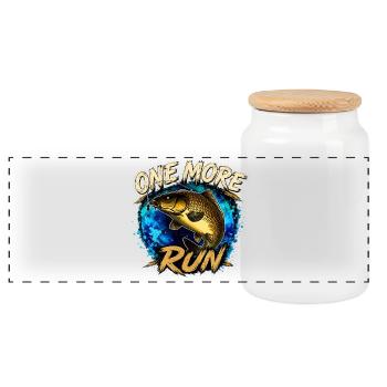 One More Run Karpfenfischen-Design - Panorama Keksdose mit Holzdeckel - Weiß - Vorne