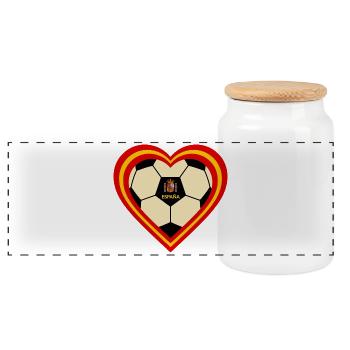 Spanien Fußballherz - Panorama Keksdose mit Holzdeckel - Weiß - Vorne